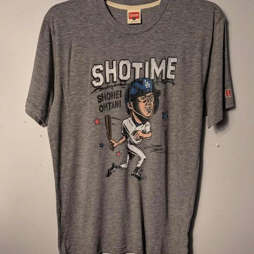 Homage Shohei Ohtani Los Angeles Dodgers Shotime Gray Graphic T-Shirt Mens S